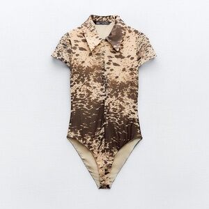 Size XXL | Zara | Printed Zipper Front Body Suit